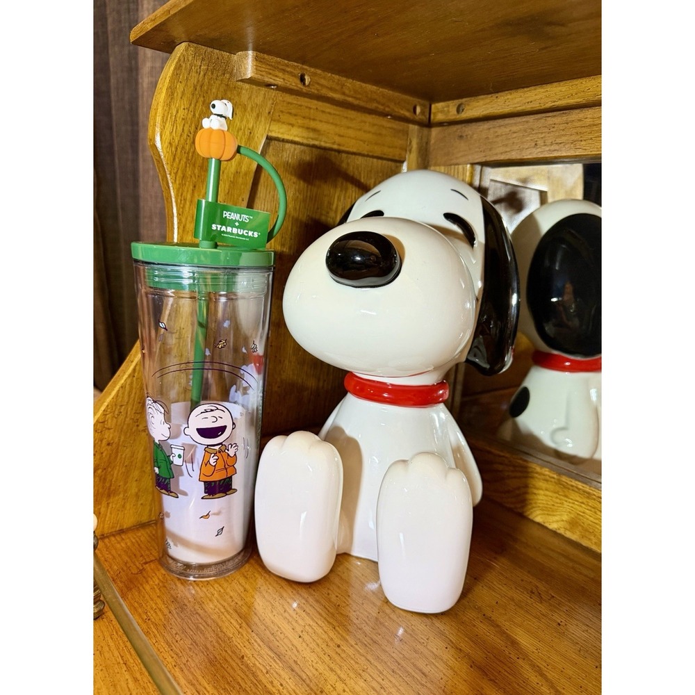 Starbucks Peanuts Snoopy Fall Cold Cup Tumbler w/ Lid and Snoopy Straw 710mL